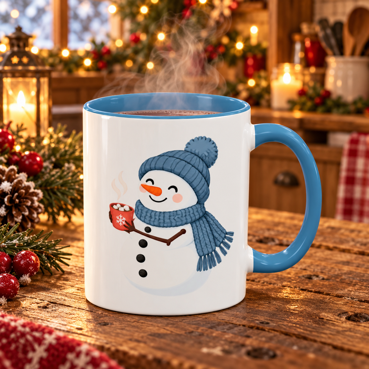 Cocoa Snowman design on an accent mug, view 14
