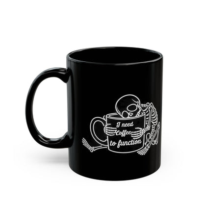 Coffee Skeleton design on a black mug, view 3