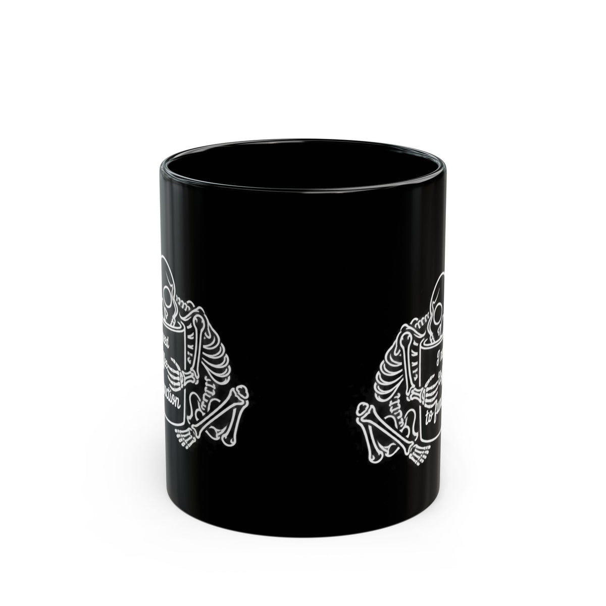 Coffee Skeleton design on a black mug, view 4