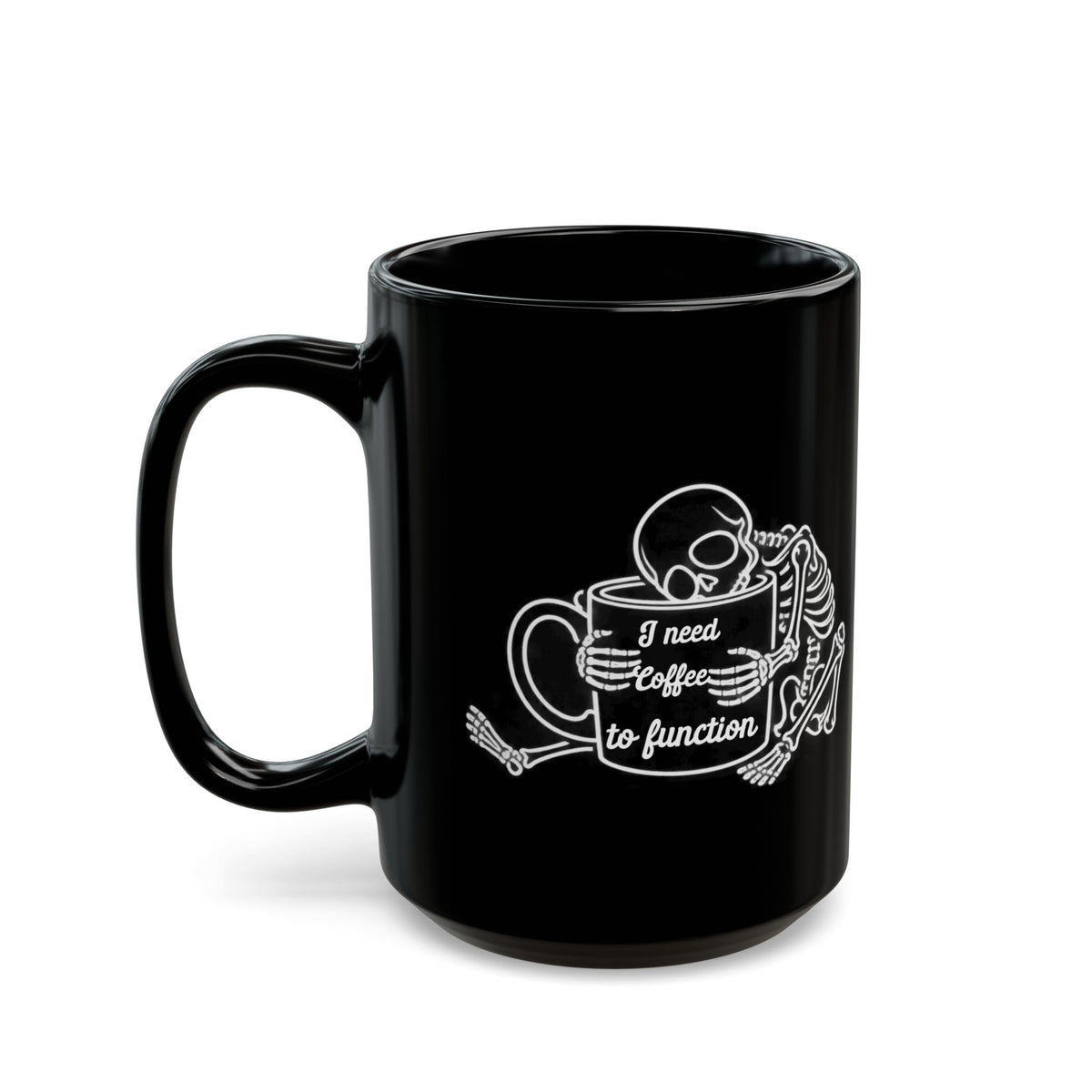 Coffee Skeleton design on a black mug, view 6