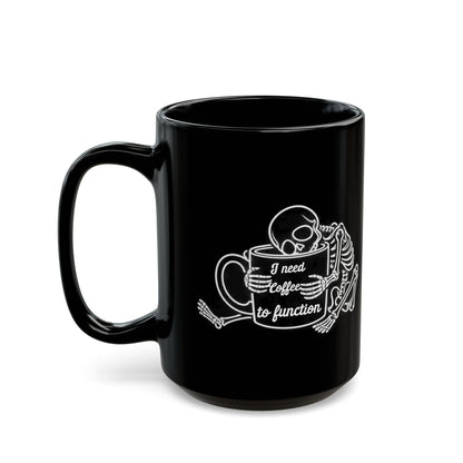 Coffee Skeleton design on a black mug, view 6