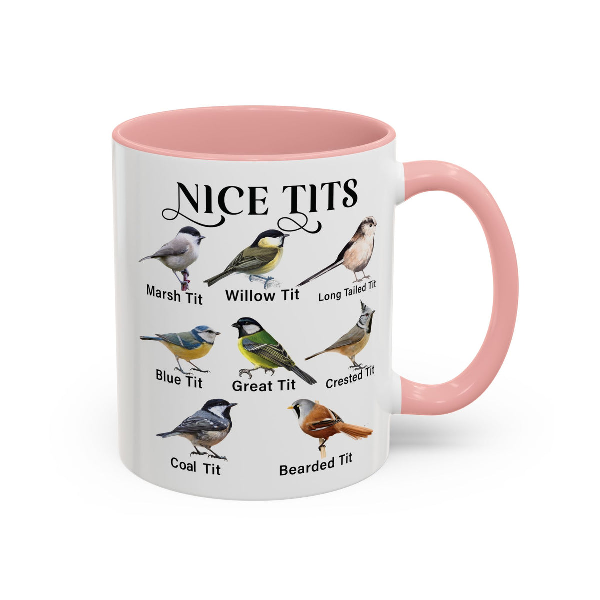 Nice Tits Bird design on an accent mug, view 2