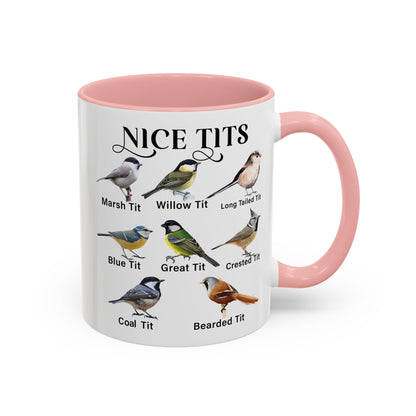 Nice Tits Bird design on an accent mug, view 2