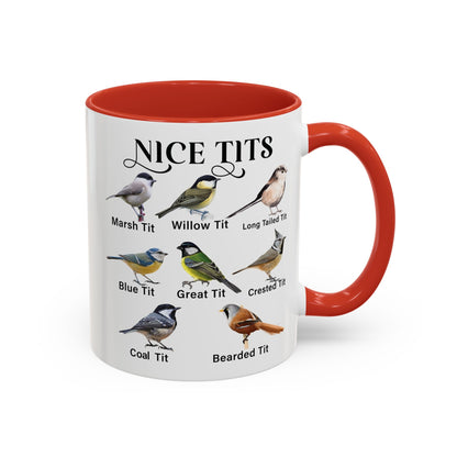 Nice Tits Bird design on an accent mug, view 3
