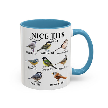 Nice Tits Bird design on an accent mug, view 4