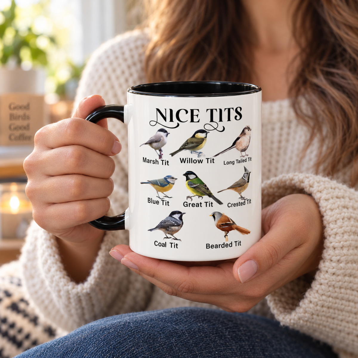 Nice Tits Bird design on an accent mug, view 12