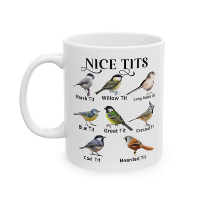 Nice Tits Bird design on a white ceramic mug, view 7