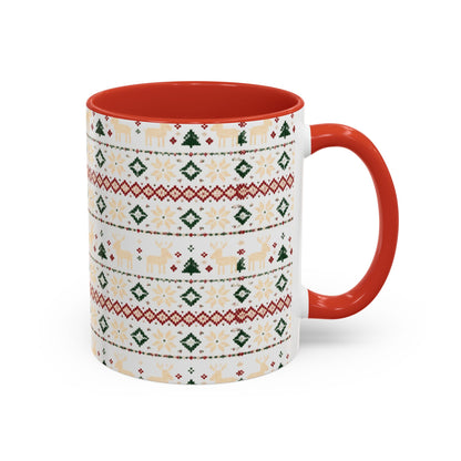 Nordic Knit Fair Isle reindeer pattern on an accent mug, view 1