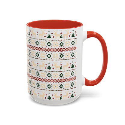 Nordic Knit Fair Isle reindeer pattern on an accent mug, view 4
