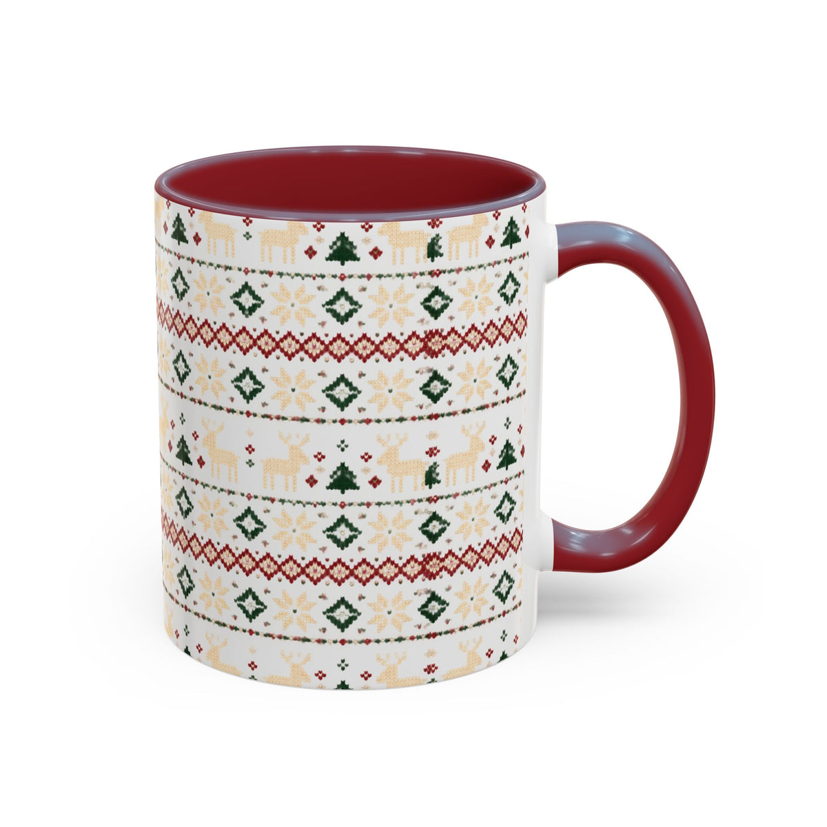 Nordic Knit Fair Isle reindeer pattern on an accent mug, view 5