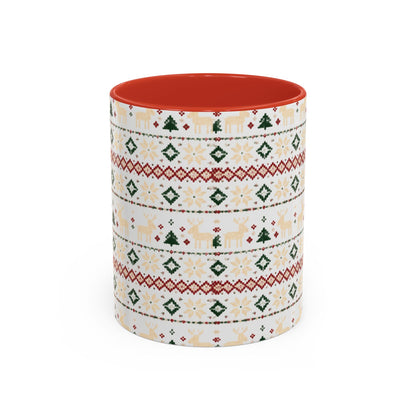 Nordic Knit Fair Isle reindeer pattern on an accent mug, view 7