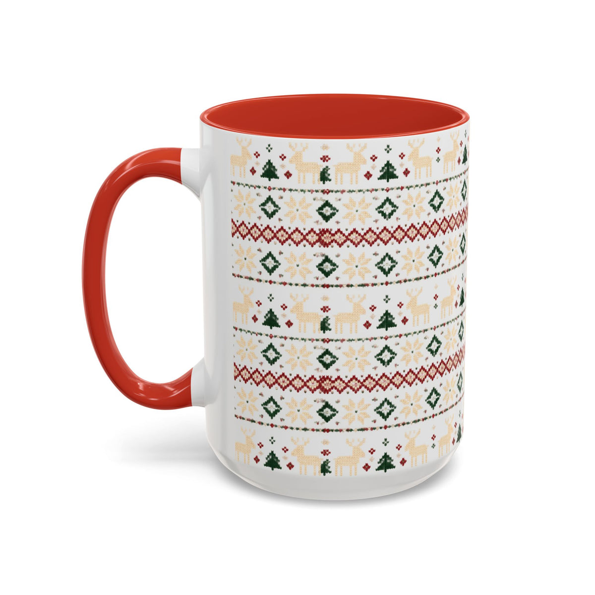 Nordic Knit Fair Isle reindeer pattern on an accent mug, view 9
