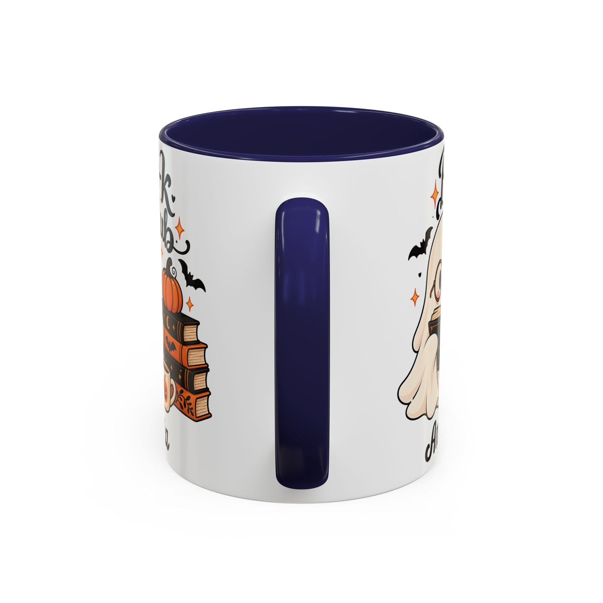 Boo-k Club reading ghost design with a name on an accent mug, view 10