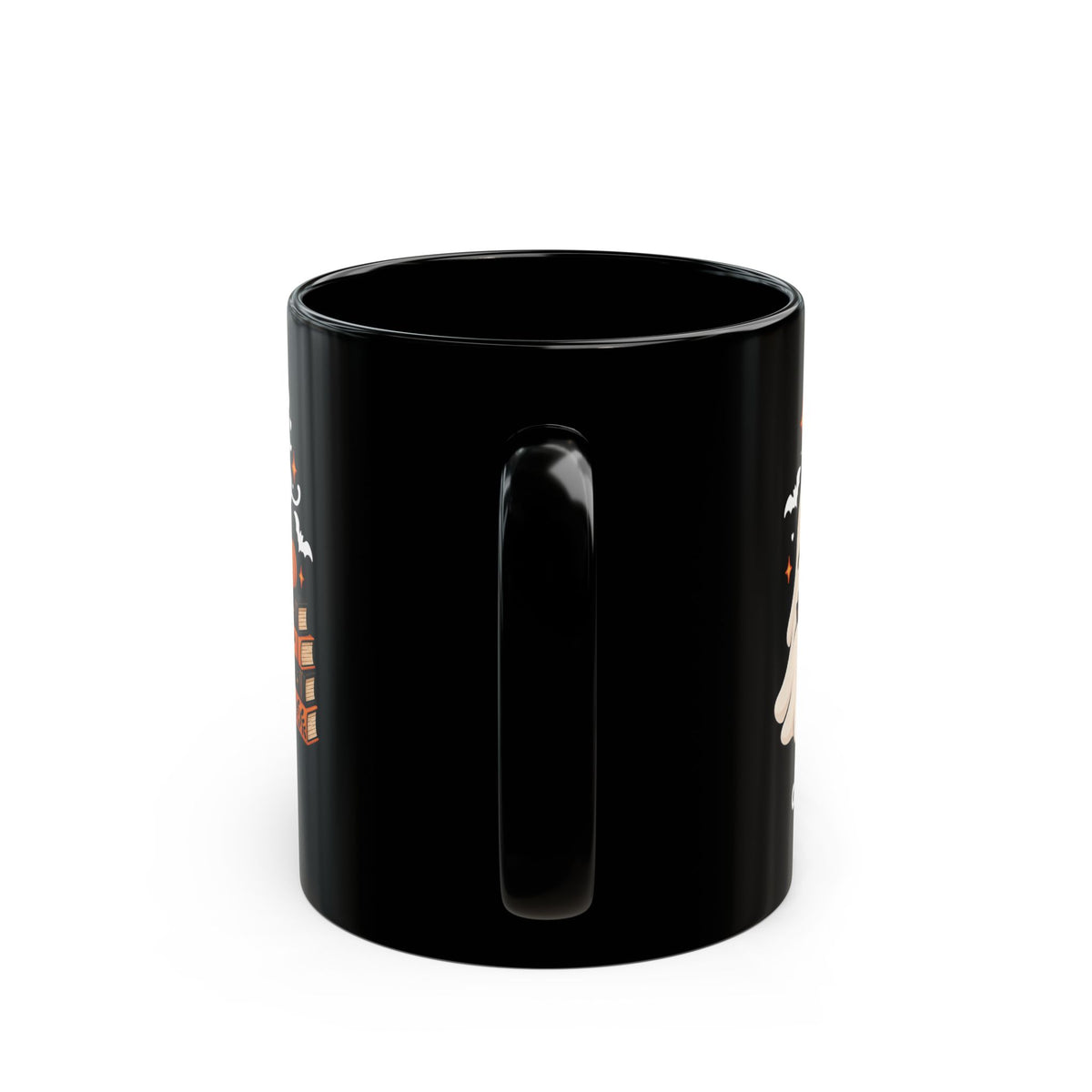 Boo-k Club reading ghost design with a name on a black mug, view 5