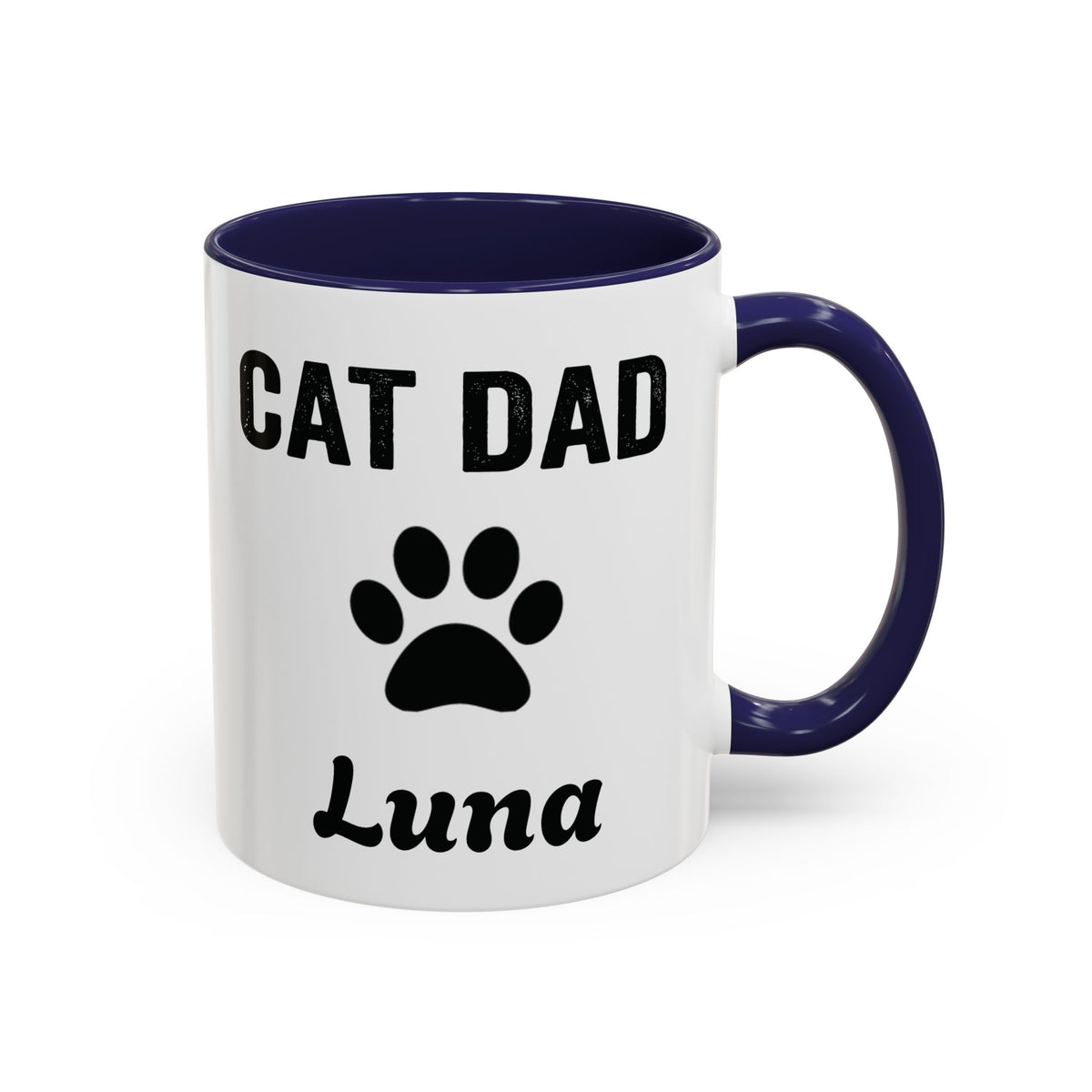 Personalized Cat Dad design with cat name on an accent mug, view 2