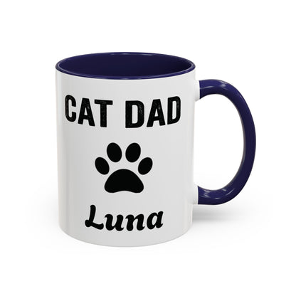 Personalized Cat Dad design with cat name on an accent mug, view 2