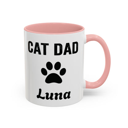 Personalized Cat Dad design with cat name on an accent mug, view 3