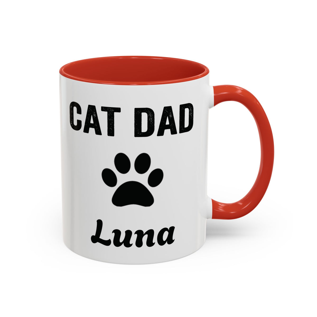 Personalized Cat Dad design with cat name on an accent mug, view 4
