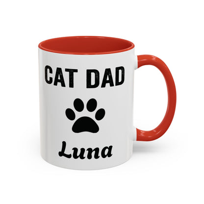 Personalized Cat Dad design with cat name on an accent mug, view 4