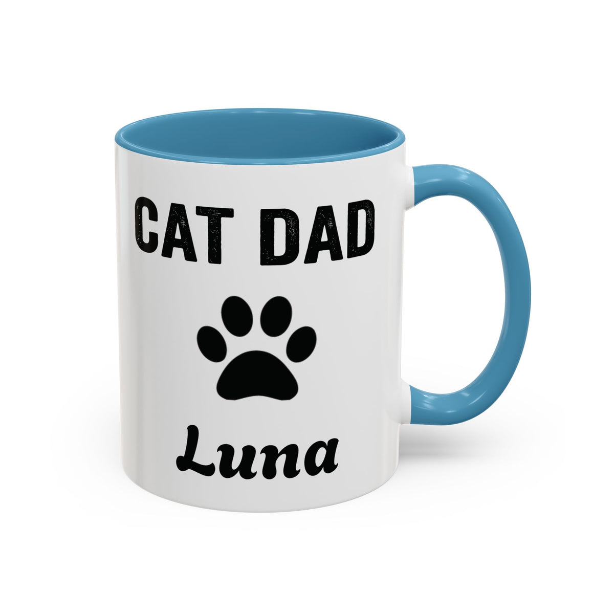 Personalized Cat Dad design with cat name on an accent mug, view 5