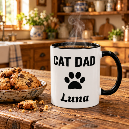 Personalized Cat Dad design with cat name on an accent mug, view 10