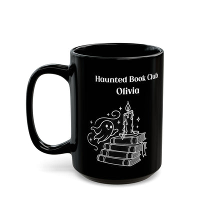 Haunted Book Club design with a name on a black mug, view 6