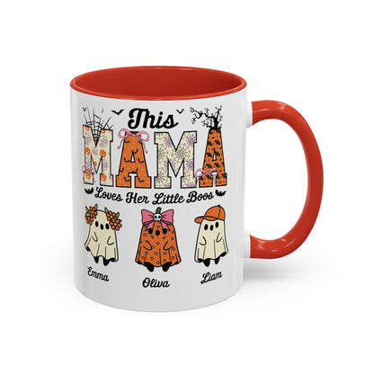Mama Little Boos ghost design with kids names on an accent mug, view 5