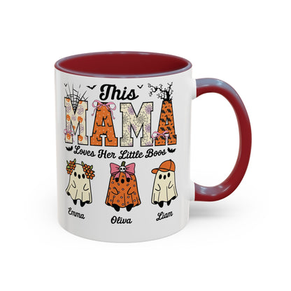 Mama Little Boos ghost design with kids names on an accent mug, view 8