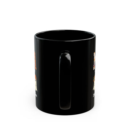 Mama Little Boos ghost design with kids names on a black mug, view 5