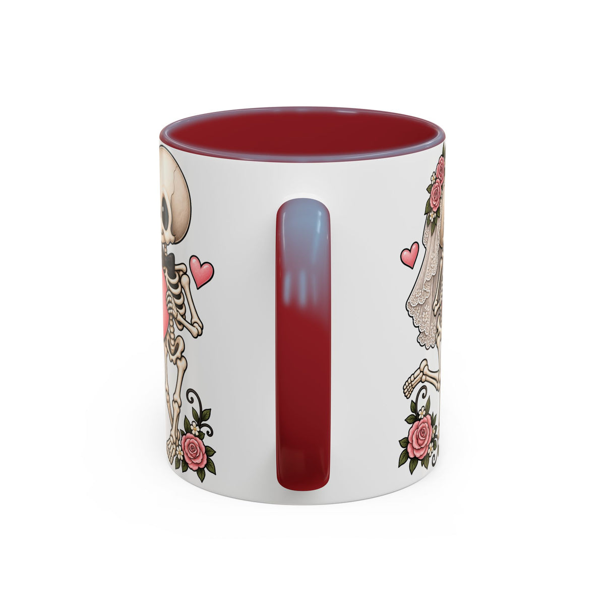 Skeleton Love couple design with initials on an accent mug, view 8