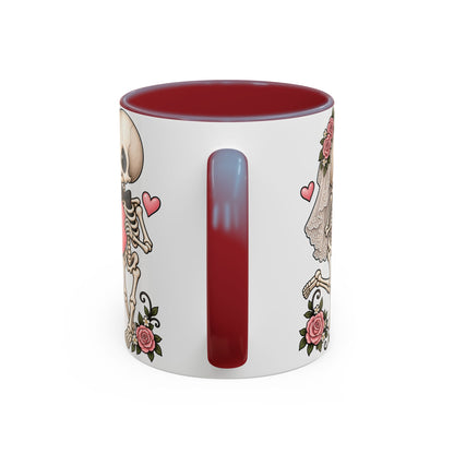 Skeleton Love couple design with initials on an accent mug, view 8