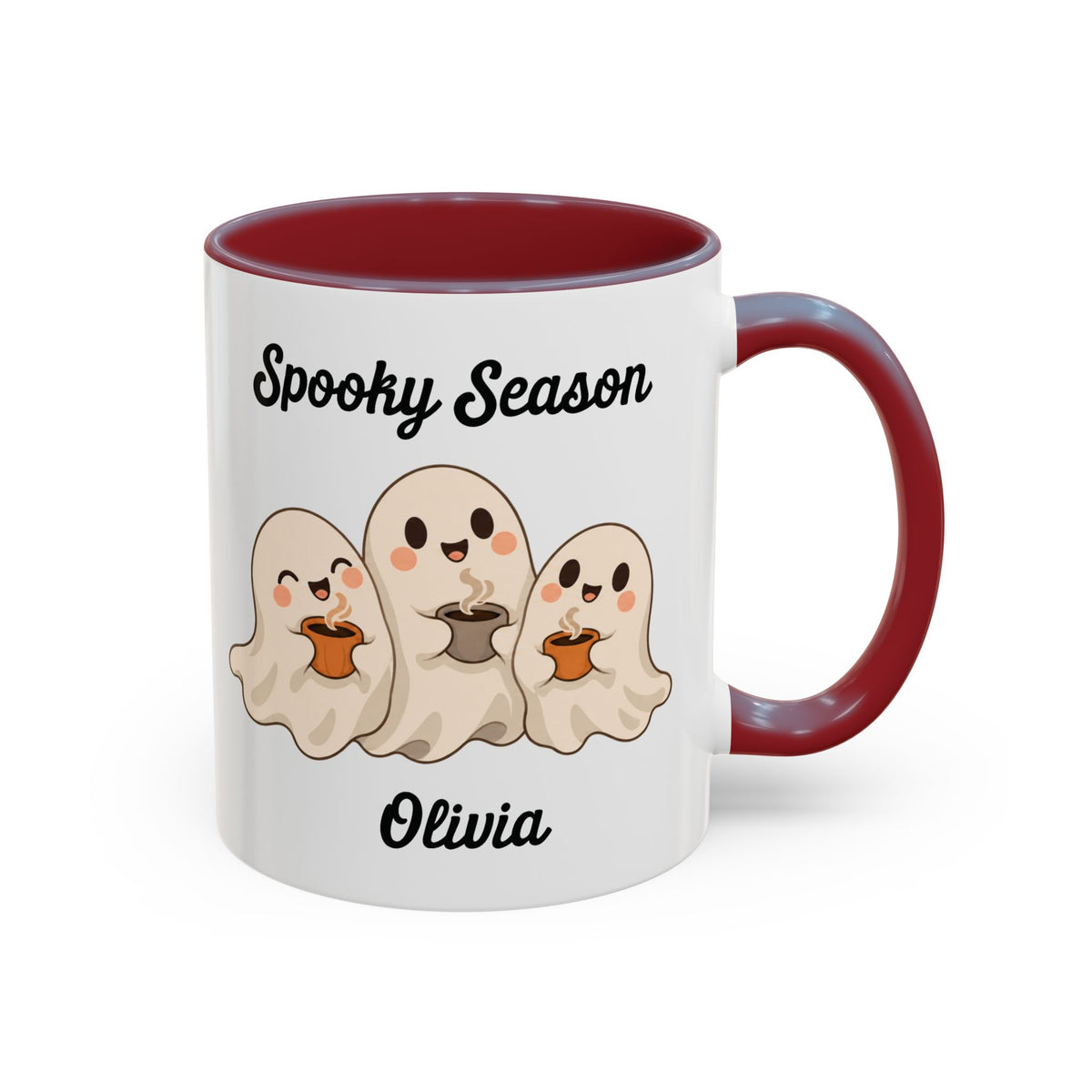 Spooky Season ghost design with a name on an accent mug, view 7