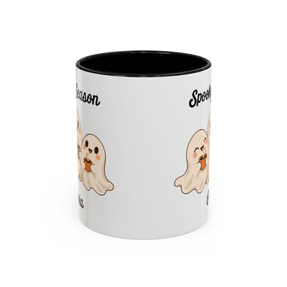 Spooky Season ghost design with a name on an accent mug, view 9