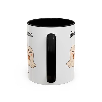 Spooky Season ghost design with a name on an accent mug, view 10