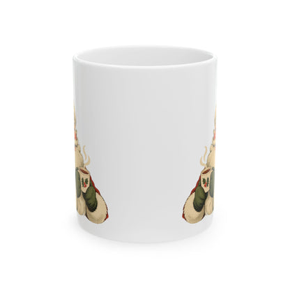 Vintage Santa design with a name on a white ceramic mug, view 3