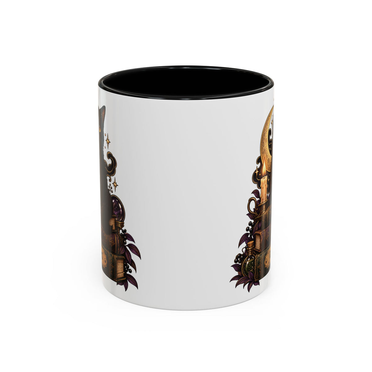 Witchy Black Cat design with a name on an accent mug, view 10