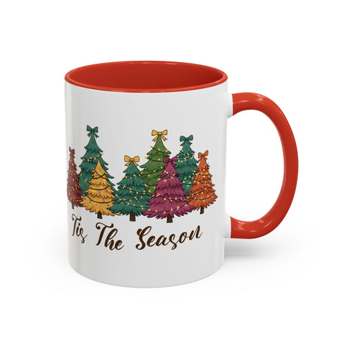 Tis The Season Christmas tree design on an accent mug, view 1