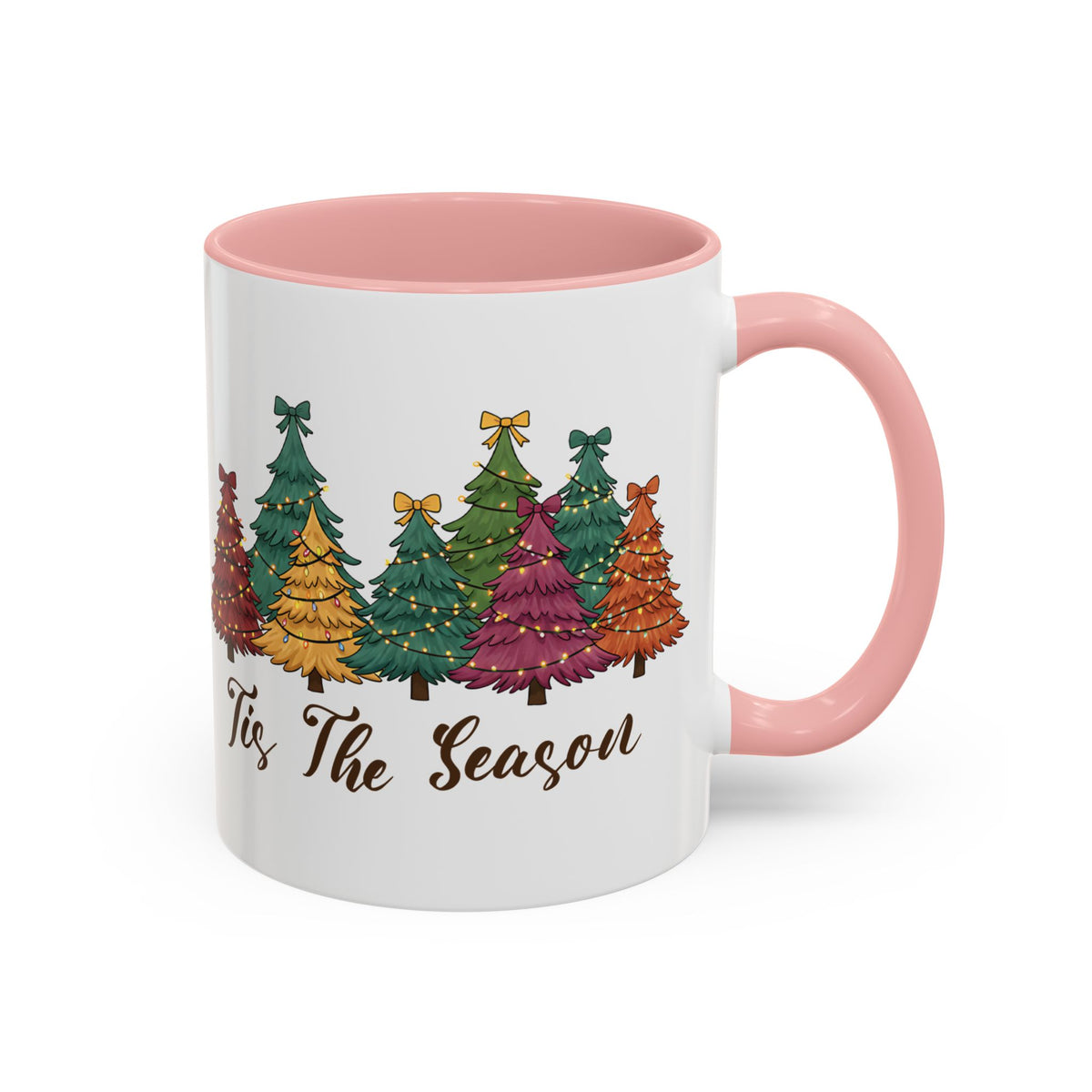 Tis The Season Christmas tree design on an accent mug, view 4