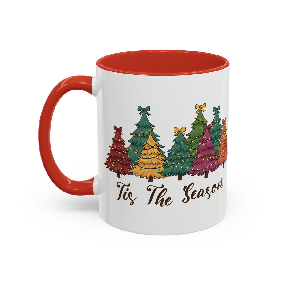 Tis The Season Christmas tree design on an accent mug, view 8