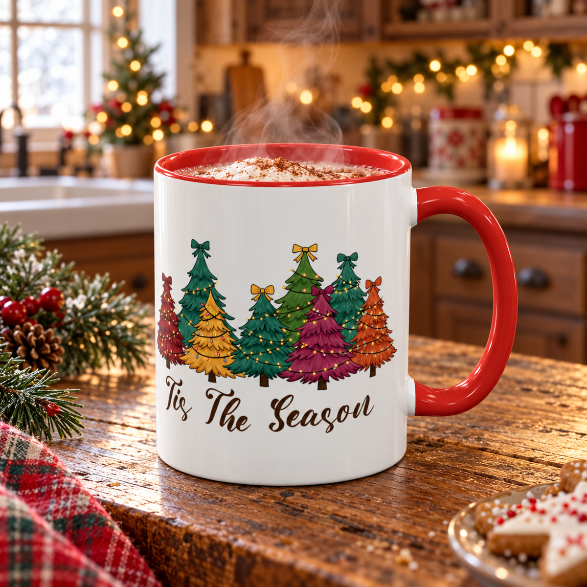 Tis The Season Christmas tree design on an accent mug, view 14